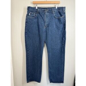 Carhartt Jeans Mens Sz 40x30 Blue Denim Relaxed‎ Straight Leg Outdoor Work Pants